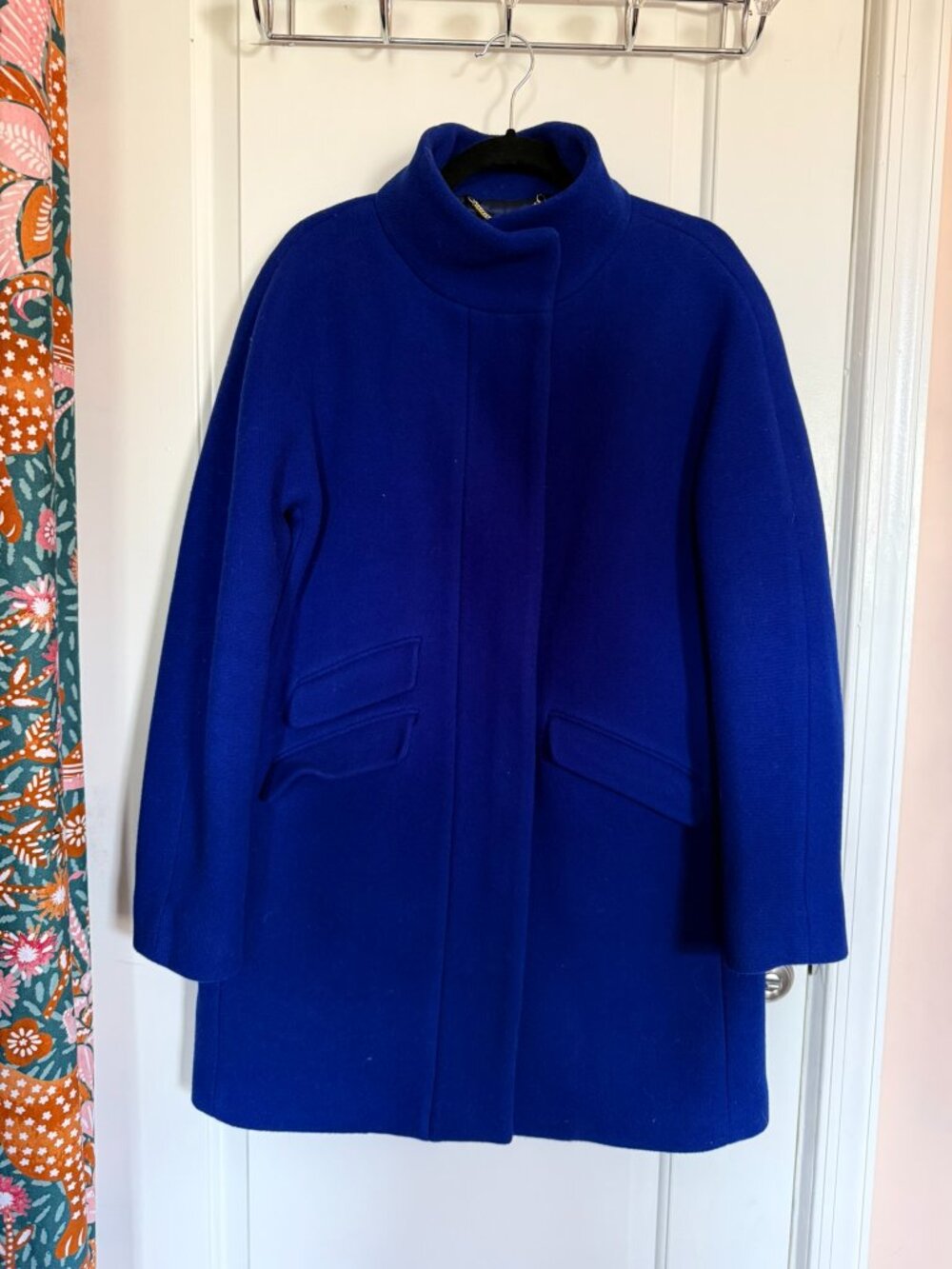 STUNNING J.Crew Cocoon Coat in Italian Stadium-Cloth Wool - Royal Blue